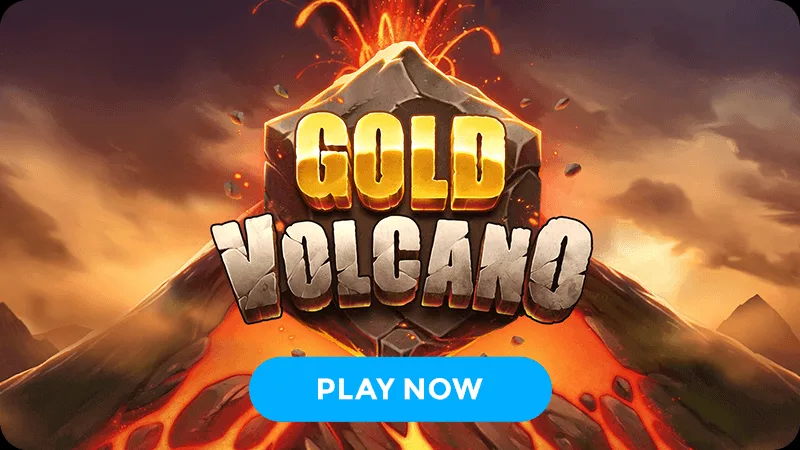 Botón Play Now de Volcano Gold sobre el volcán